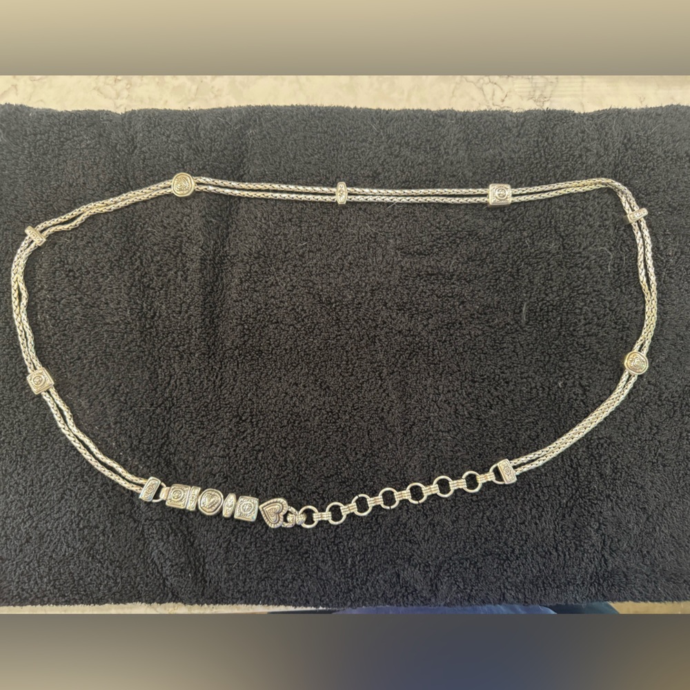 Brighton Silver Chain Belt With Heart Motif